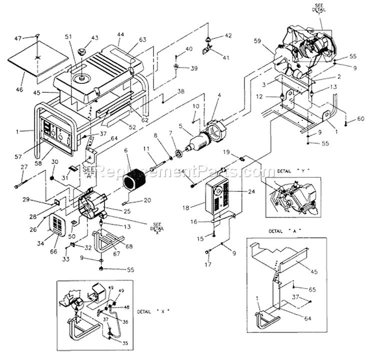 Page B Diagram and Parts List for 1021-0  Briggs and Stratton Generator